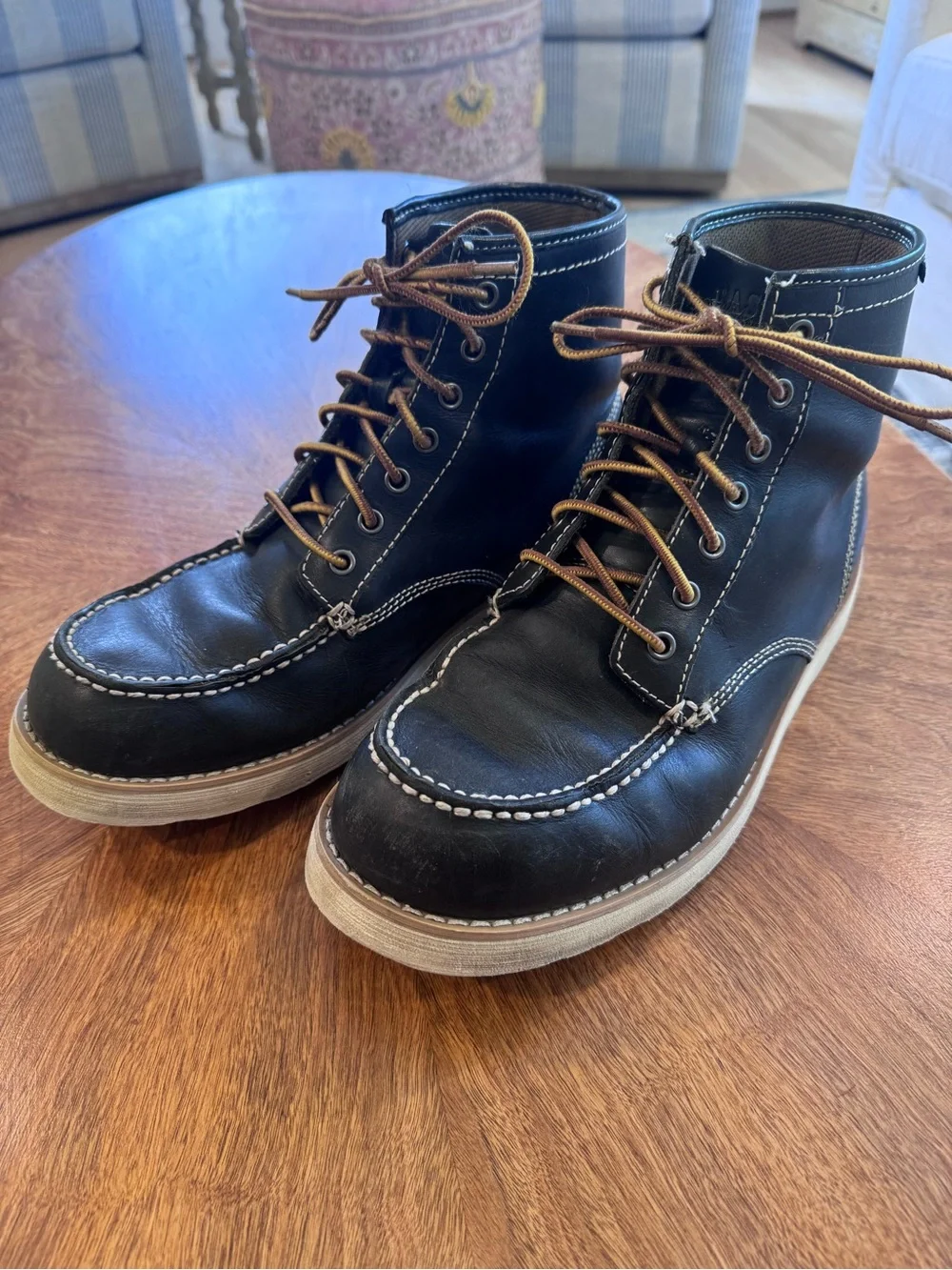 Men’s Eastland “Lumber Up” Dark Navy Leather Moc Toe Lace-Up Boots